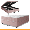 Ver imagem 2 de Cama Box Baú Casal Colchão Casal Queen Rosé Molas Ensacadas 158x198x28cm