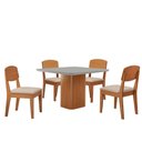 Ver imagem 2 de Mesa de Jantar Eloise 90cm Tampo Mdf 4 Cadeiras Copper Veludo Creme /nat/off/serig. Off