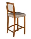 Ver imagem 2 de Banqueta Alta Roma Rattan Luxo Balcão Banco Puff Pés Madeira em Madeira Maciça Premium Cor Bege