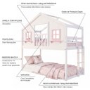 Ver imagem 4 de Beliche Infantil Montessori com Varanda Casinha Dos Sonhos Madeira Maciça Branco/Rosa Megamobilia