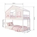 Ver imagem 2 de Beliche Infantil Montessori com Varanda Casinha Dos Sonhos Madeira Maciça Branco/Rosa Megamobilia