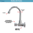 Ver imagem 6 de Torneira Banheiro Lavatório Fechamento Automático Bica Móvel Metal Cromado