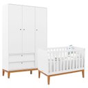 Ver imagem 1 de Berço Americano e Guarda Roupa Unique 3 Portas Branco Soft Eco Wood - Matic