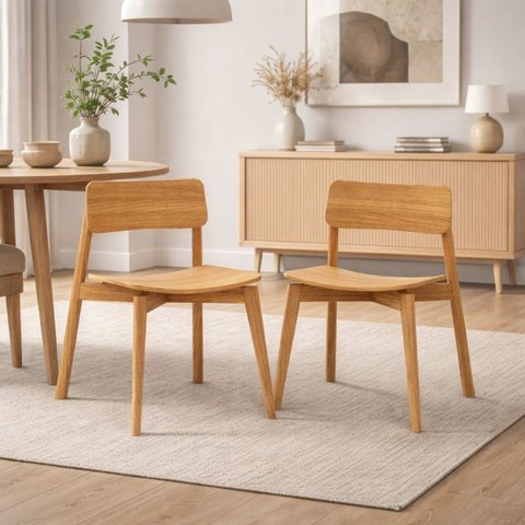 Conjunto Cadeiras Jantar 2und Madeira Maciça Natural :claro