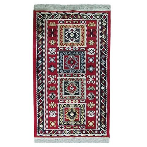 Tapete para Sala de Jantar Quarto Hall de Entrada Turco Kilim Dupla Face - 120x180cm