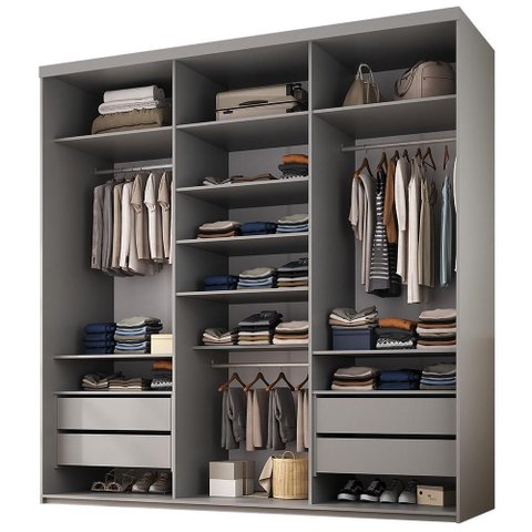 Closet Casal Guarda Roupa sem Porta 208cm 4 Gavetas Mdf Tunísia R02 Urbe - Lyam Decor