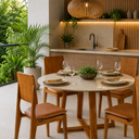 Ver imagem 6 de Conj Mesa Redonda 110cm Tampo Vidro 4 Cadeira Madeira Maciça Sala Jantar Area Gourmet