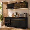 Ver imagem 2 de Armário de Cozinha Modulada Completa com Balcão e Rodapé 190cm Veneza Multimóveis MP2458 Preto