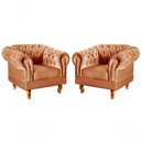 Ver imagem 1 de Conjunto 2 Poltronas Dom Pedro Veludo Pés Torneados Terracota 400 Bella Decor