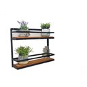 Ver imagem 1 de Prateleira Ferro Dupla Preta Madeira 2 Andares 40 Cm Altura