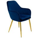 Ver imagem 2 de Kit 2 Cadeiras Poltrona Lines Base Dourada Recepção Sala Decorativa Suede