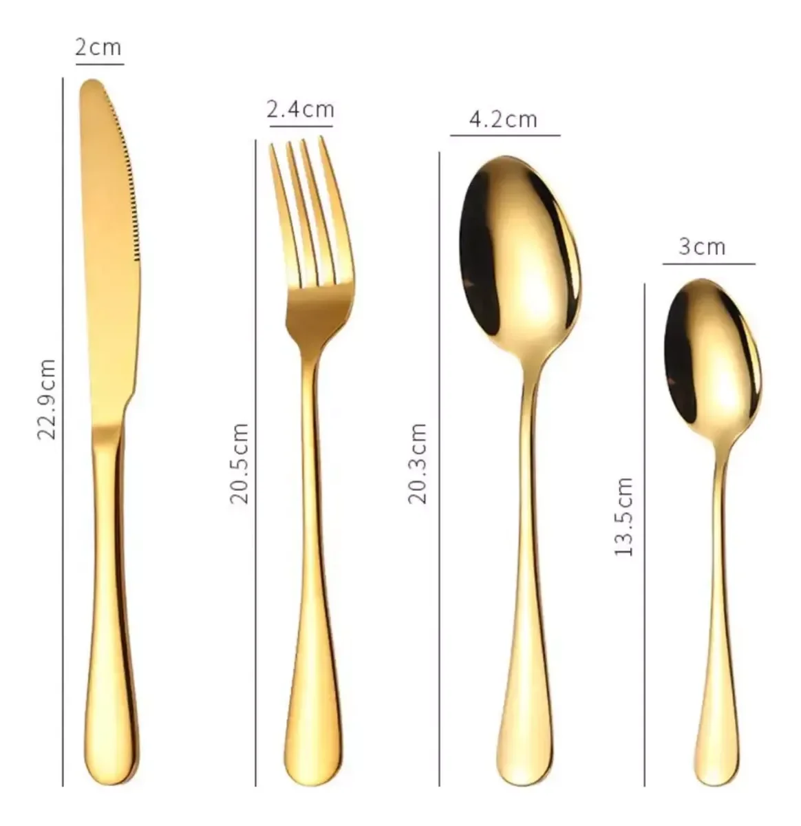 Faqueiro Aço Inox 24 Peças Dourado Caixa Preta Luxo - 6