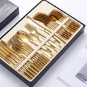 Ver imagem 3 de Faqueiro Aço Inox 24 Peças Dourado Caixa Preta Luxo