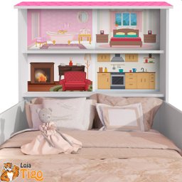 Cama Casinha Infantil Princesa Liz com Prateleiras e Grade de Proteção Rosa - 2