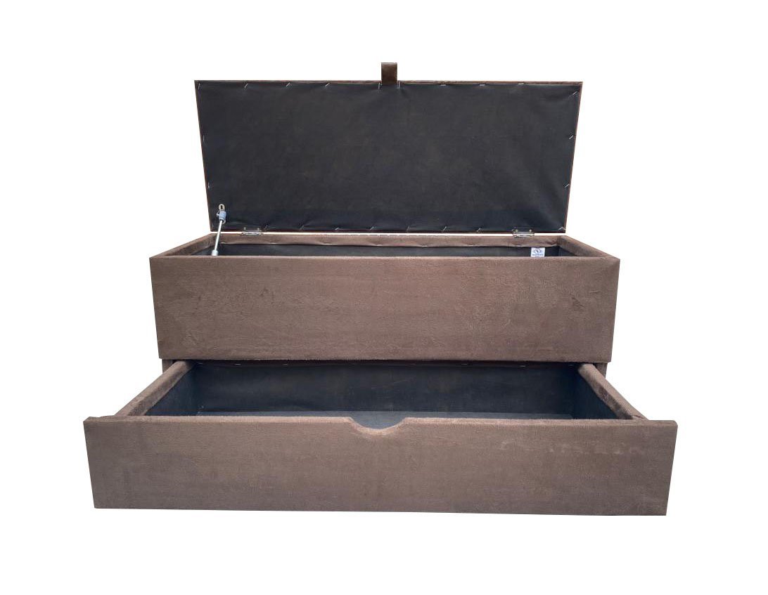 RECAMIER PUFF BAÚ SAPATEIRA E GAVETA 90 CM PARA CAMA DE SOLTEIRO- MARROM - 3