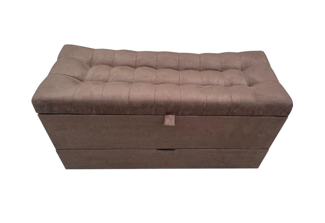 RECAMIER PUFF BAÚ SAPATEIRA E GAVETA 90 CM PARA CAMA DE SOLTEIRO- MARROM - 4