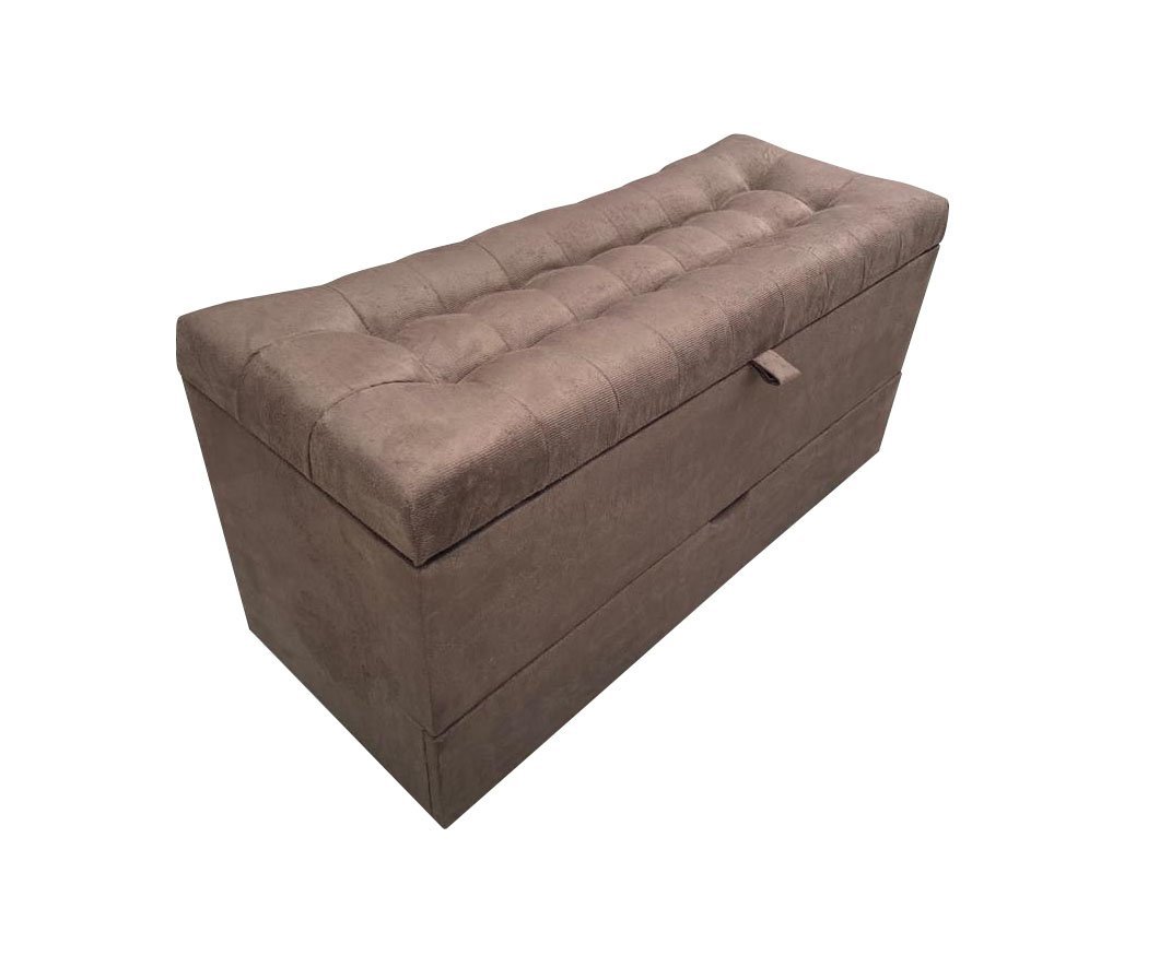 RECAMIER PUFF BAÚ SAPATEIRA E GAVETA 90 CM PARA CAMA DE SOLTEIRO- MARROM - 5