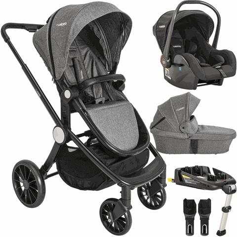 Carrinho Moises Bebe Conforto Base Isofix Kiddo Sunny Grafite