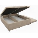 Ver imagem 2 de Cama Box Bau Queen Bipartido C/ Cama Auxiliar Suede 47x158x198 - Santo Box:bege