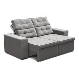 Sofá Roma Retrátil 2 Lugares Veludo Cinza 1.90cm Sala Tv Bz Home Decor - 4
