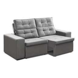 Sofá Roma Retrátil 2 Lugares Veludo Cinza 1.90cm Sala Tv Bz Home Decor - 3
