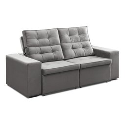 Sofá Roma Retrátil 2 Lugares Veludo Cinza 1.90cm Sala Tv Bz Home Decor - 2