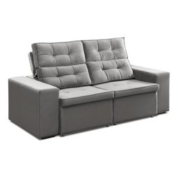 Sofá Roma Retrátil 2 Lugares Veludo Cinza 1.90cm Sala Tv Bz Home Decor - 7
