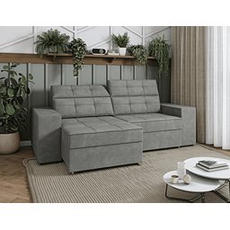 Sofá Roma Retrátil 2 Lugares Veludo Cinza 1.90cm Sala Tv Bz Home Decor - 1