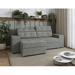 Sofá Roma Retrátil 2 Lugares Veludo Cinza 1.90cm Sala Tv Bz Home Decor