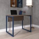 Ver imagem 1 de Escrivaninha Mesa Escritório PE25 90cm Walnut e Azul Delrei Cinza