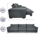 Ver imagem 2 de Sofá Retrátil e Reclinável 4,12m com Molas Ensacadas Cama inBox Aconchego Tecido Velusoft Cinza