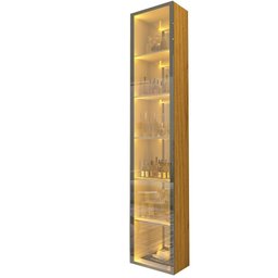 Cristaleira Torre Luminare Reflecta Led 100% Mdf Naturale - Gelius - 7