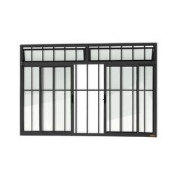 Janela Plus 4 Folhas com Bandeira e Grade Vidro Liso 120cm x 150cm Brimak - 1
