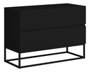 Ver imagem 3 de Conjunto Duas Mesas de Cabeceira Eros 60cm Pés Preto 2 Gavetas Fosco Quarto:preto