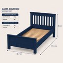 Ver imagem 3 de Cama de Solteiro de Madeira Maciça Ecoconfort - Azul Escuro