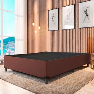 Base Cama Box Casal Suede Marrom 138x188