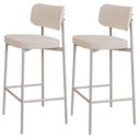 Ver imagem 1 de Kit 02 Banquetas Alta Bar Cozinha Sala de Jantar Aço Branco Kaira C01 Linho Palha - Lyam Decor