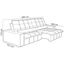Ver imagem 4 de Sofá Retrátil Reclinável para Sala 4 Lugares 290cm Curie F04 Veludo Cinza Claro - Lyam Decor