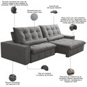Ver imagem 3 de Sofá Retrátil Reclinável para Sala 4 Lugares 290cm Curie F04 Veludo Cinza Claro - Lyam Decor