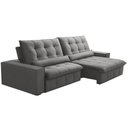 Ver imagem 1 de Sofá Retrátil Reclinável para Sala 4 Lugares 290cm Curie F04 Veludo Cinza Claro - Lyam Decor