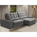 Ver imagem 2 de Sofá Retrátil Reclinável para Sala 4 Lugares 290cm Curie F04 Veludo Cinza Claro - Lyam Decor