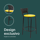 Ver imagem 5 de Kit 2 Banquetas para Balcão Cozinha Gourmet Junco Preto Bancada Ilha Banco 60cm Itagold