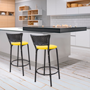 Ver imagem 2 de Kit 2 Banquetas para Balcão Cozinha Gourmet Junco Preto Bancada Ilha Banco 60cm Itagold