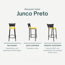 Ver imagem 4 de Kit 2 Banquetas para Balcão Cozinha Gourmet Junco Preto Bancada Ilha Banco 60cm Itagold
