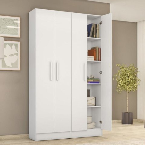 Kit com 2 Armários Multiuso Escritório NT4045 4 Portas e Prateleiras Branco