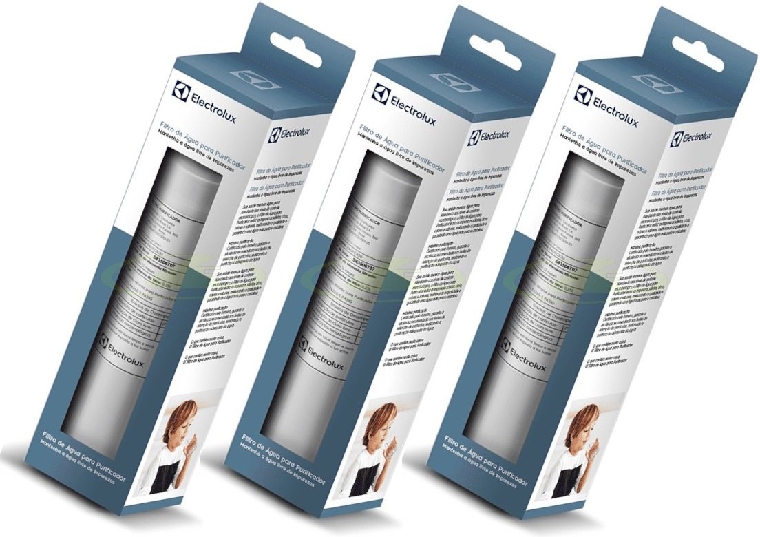 3 Unidades Refil Longa Duração para Filtro de Água Pa21g Pa26g Pa31g Original Electrolux 41033753