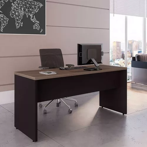Mesa de Escritório 1,50x0,60 com Tampo de 40mm Cor: Málaga com Preto