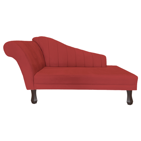 Recamier Divã para Sala Cecilia Pés Retro Tabaco 1.60cm Suede Vermelho - Incasa Decor
