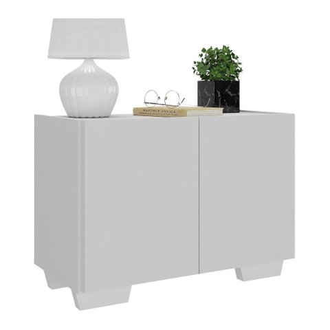 Mesa de Cabeceira com Pés 2 Portas Multimóveis Mp4134 Branca