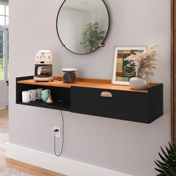 Aparador Buffet Suspenso Moderno Decor 1 Porta Nicho Organizador Sala Estar Jantar Área Café – - 5